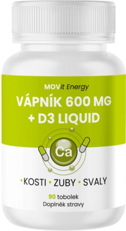 Movit Energy Vápník 600 mg + D3 liquid tobolky pro normální funkci imunitního systému, stav kostí, zubů a činnost svalů