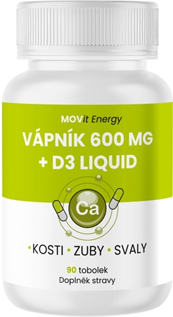 Movit Energy Vápník 600 mg + D3 liquid tobolky pro normální funkci imunitního systému, stav kostí, zubů a činnost svalů