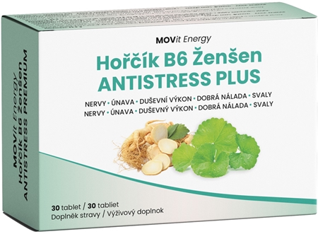 Movit Energy Hořčík B6 Ženšen ANTISTRESS PLUS tablety pro podporu normální činnosti nervové soustavy, svalů, zubů a snížení míry únavy
