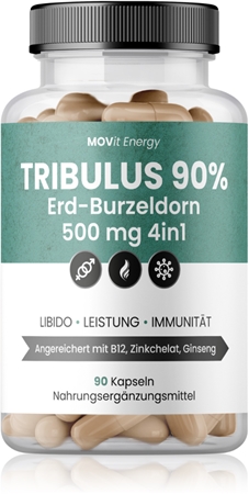 Movit Energy Tribulus 90% Erd-Burzeldorn 500 mg 4in1 Kapseln zur Erhaltung von Energie und kognitiver Leistungsfähigkeit
