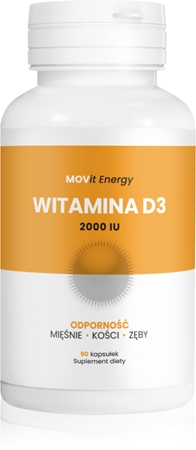 Movit Energy Witamina D3 2000 IU kapsułki dla prawidłowego funkcjonowania układu odpornościowego, stanu kości, zębów i pracy mięśni