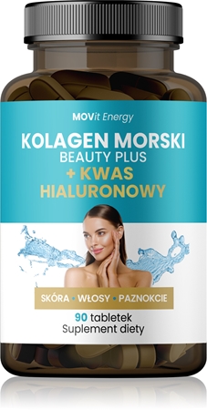 Movit Energy Kolagen Morski Beauty Plus + Kwas Hialuronowy tabletki na włosy, skórę i paznokcie