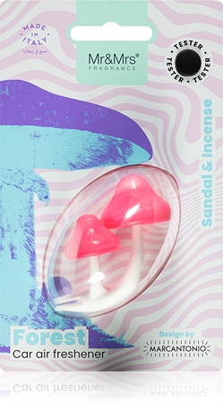 Mr & Mrs Fragrance Forest Sandal & Incense gaisa atsvaidzinātājs automašīnai (Fuchsia Mushroom)