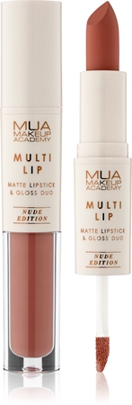 MUA Makeup Academy Multi Lip Nude Edition Long-Lasting Lipstick and Lip Gloss double