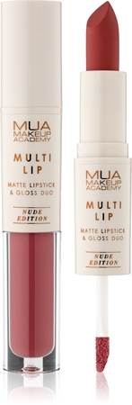 MUA Makeup Academy Multi Lip Nude Edition Long-Lasting Lipstick and Lip Gloss double