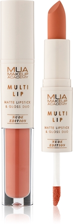 MUA Makeup Academy Multi Lip Nude Edition Long-Lasting Lipstick and Lip Gloss double