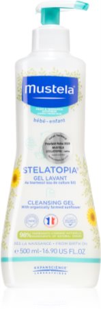 Mustela Bébé Stelatopia gel pentru spălarea și curățarea copiilor și a bebelușilor pentru piele uscata spre atopica