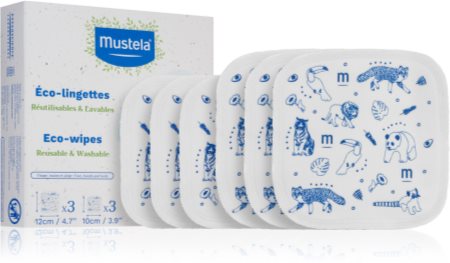 Mustela ECO Reusable & Washable Wipes toallitas limpiadoras para bebé  lactante