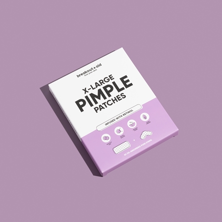 breakout + aid Pimple Patches X-Large vietinio poveikio priemonė nuo aknės su retinoliu