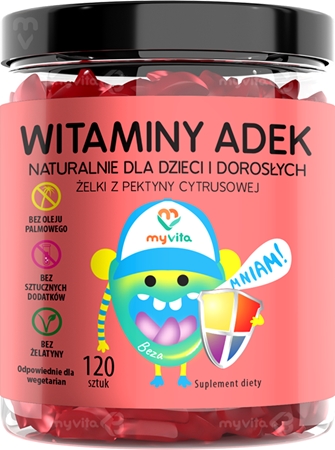 MyVita Naturalne Żelki witamina ADEK miękkie kapsułki do żucia z kompleksem multiwitaminowym