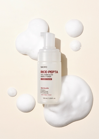 Nacific Rice + Pepta Collagen Glow Bubble Toner lotion tonique illuminatrice pour un effet naturel