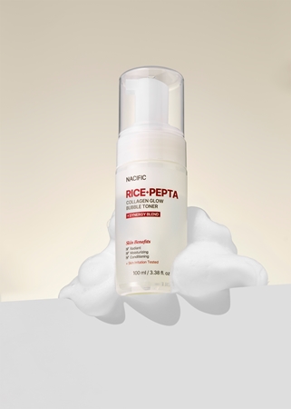 Nacific Rice + Pepta Collagen Glow Bubble Toner lotion tonique illuminatrice pour un effet naturel