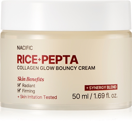 Nacific Rice + Pepta Collagen Glow Bouncy Cream crème visage illuminatrice pour un effet naturel