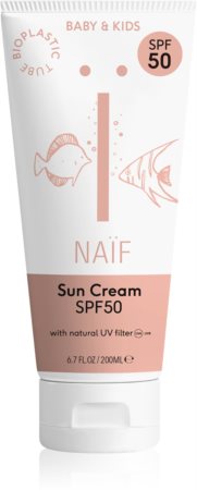 Naif Baby & Kids Sun Cream SPF 50 creme bronzeador para crianças SPF 50