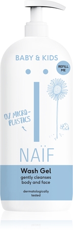 Naif Baby & Kids Wash Gel καθαριστικό τζελ μπάνιου για παιδιά και βρέφη για σώμα και πρόσωπο