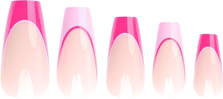 Nail HQ Coffin Pink Contrast French umělé nehty s lepidlem