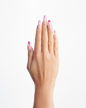 Nail HQ Coffin Pink Contrast French umělé nehty s lepidlem