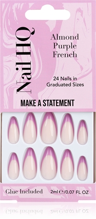 Nail HQ Almond Purple French umělé nehty s lepidlem