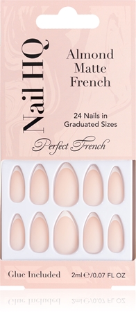 Nail HQ Almond Matte French umělé nehty s lepidlem