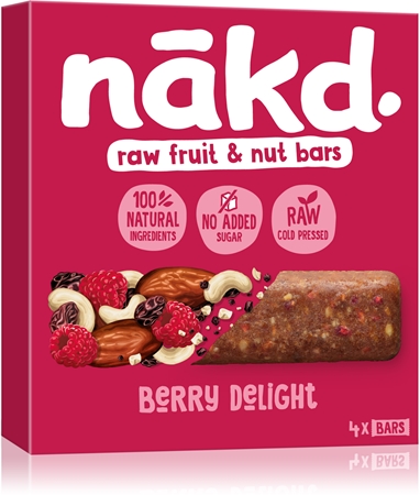 nākd. Berry Delight ovocná tyčinka s ořechy
