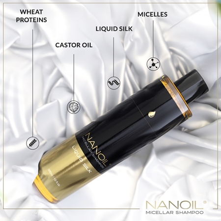 Nanoil Liquid Silk micelární šampon pro lesk a hebkost vlasů