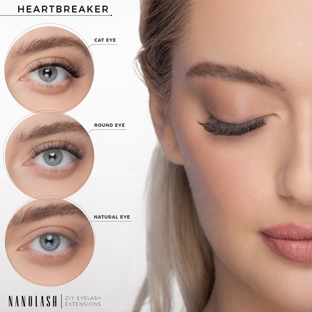 Nanolash DIY Starter Kit set za podaljševanje trepalnic doma Heartbreaker