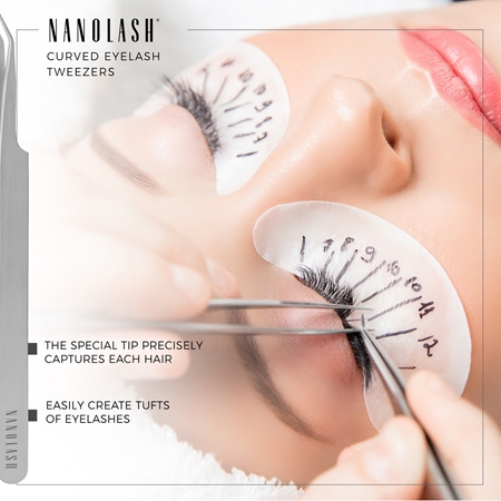 Nanolash Eyelash Tweezers Curved pomůcka pro aplikaci umělých řas