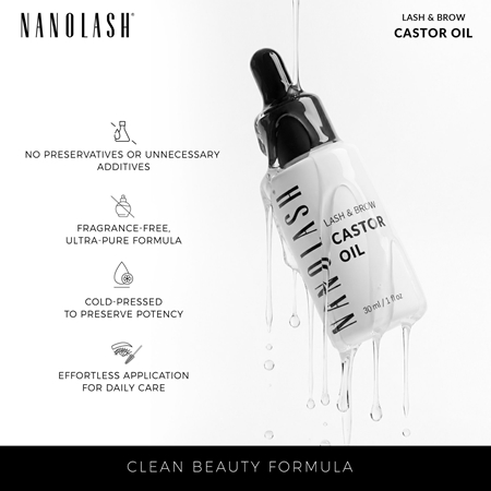 Nanolash Lash & Brow Castor Oil Kaltgepresstes Rizinusöl für Wimpern und Augenbrauen