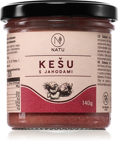 NATU Kešu krém s jahodami orechová nátierka