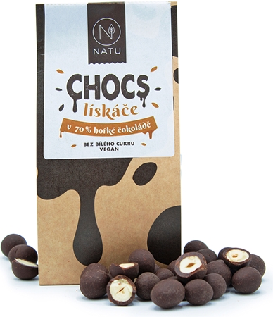 NATU CHOCS Lieskové orechy v 70% horkej čokoláde orechy v čokoláde
