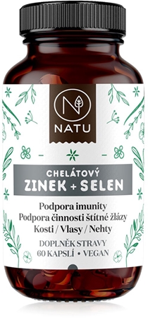 NATU Chelated Zinc + Selenium kapsle pro vlasy, nehty a pokožku
