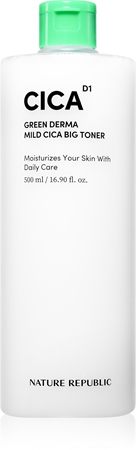 NATURE REPUBLIC Green Derma Mild Cica Big Toner zklidňující tonikum pro obnovu kožní bariéry