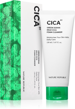 NATURE REPUBLIC Green Derma Mild Cica Foam Cleanser καταπραϋντικός καθαριστικός αφρός για λιπαρή και προβληματική επιδερμίδα