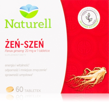 Naturell Żeń–szeń tabletki dla utrzymania witalności i sprawności poznawczej