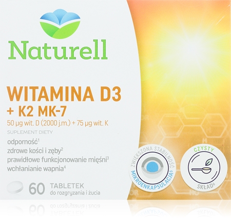 Naturell Witamina D3 + K2 tabletki dla prawidłowego funkcjonowania organizmu