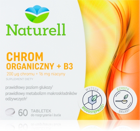 Naturell Chrom Organiczny + B3 tabletki do wsparcia metabolizmu energetycznego