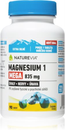 NatureVia Magnesium 1 Mega 835mg tablety s vysokým obsahom horčíka