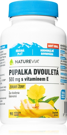 NatureVia Pupalka dvojročná + vitamin E kapsuly na podporu zdravej hormonálnej činnosti