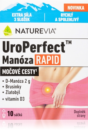 NatureVia UroPerfect Manosa Rapid prášek pro perorální roztok pro zdravé močové cesty