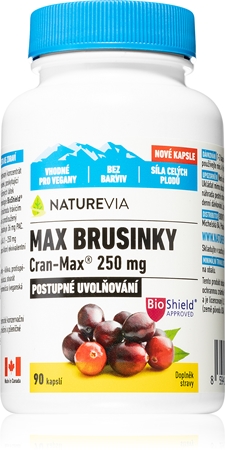 NatureVia Max Brusinky Cran-Max 250mg kapsle pro podporu zdraví močových cest