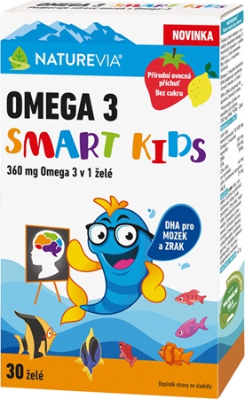 NatureVia Omega 3 Smart Kids želé bonbóny pro normální činnost srdce a mozku