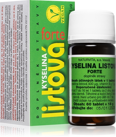 NATURVITA Kyselina listová Forte tablety pro podporu krvetvorby
