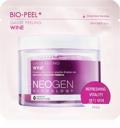 Neogen Dermalogy Bio-Peel+ Gauze Peeling Wine peelingové pleťové tamponky pro vyhlazení pleti a minimalizaci pórů