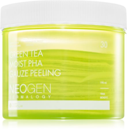 Neogen Dermalogy Clean Beauty Gauze Peeling Green Tea Moist PHA złuszczające chusteczki do twarzy o działaniu nawilżającym