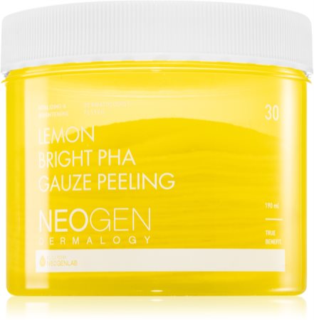 Neogen Dermalogy Clean Beauty Gauze Peeling Lemon Bright PHA disques exfoliants visage pour une peau lumineuse et lisse