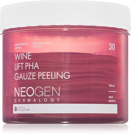 Neogen Dermalogy Clean Beauty Gauze Peeling Wine Lift PHA disques exfoliants visage effet lifting