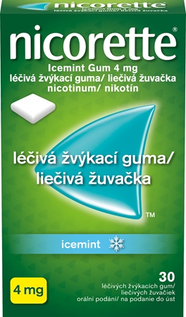 Nicorette Icemint Gum 4 mg léčivá žvýkací guma při odvykání kouření