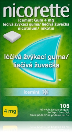 Nicorette Icemint Gum 4 mg liečivá žuvacia guma pri odvykaní od fajčenia