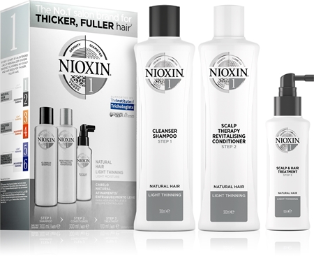 Nioxin System 1 Natural Hair Light Thinning Kinkekomplekt habrastele stressis juustele