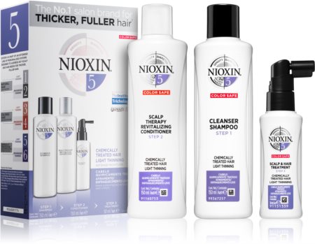 Nioxin System 5 Color Safe Chemically Treated Hair Light Thinning sada (pro mírné řídnutí normálních až silných, přírodních i chemicky ošetřených vlasů) unisex